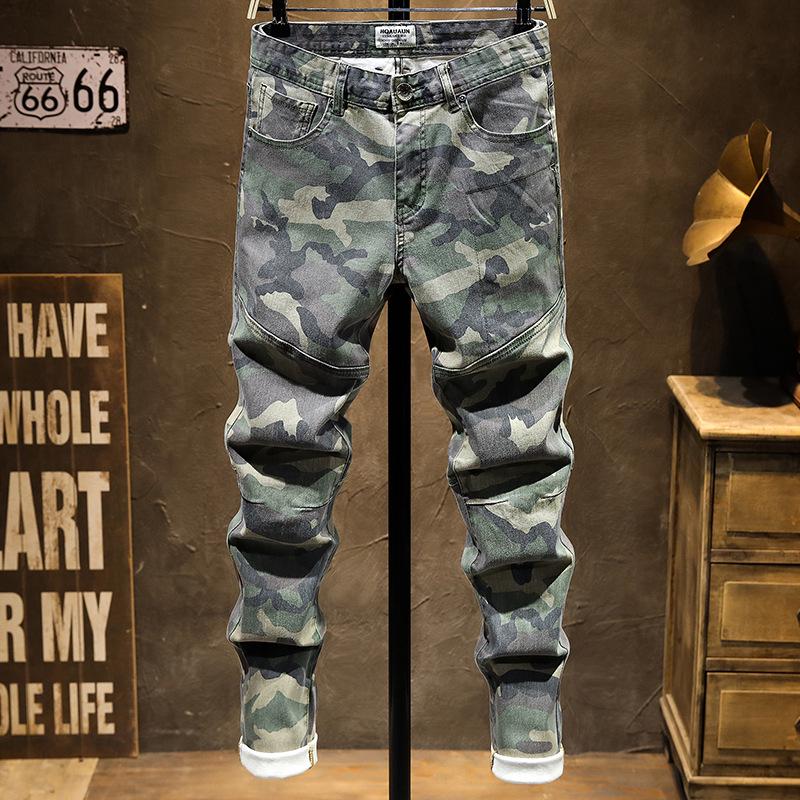 

«Роскошные мужские ретро-синие вышитые джинсы — тренд осени 2024 года» 28 fits 95-110 jin камуфляжный