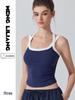 Color-Block Sport-BH Yoga-Camisole mit gerippter Innenschicht und Brustpolstern, figurbetont, schönes Kreuzrücken-Design für Damen