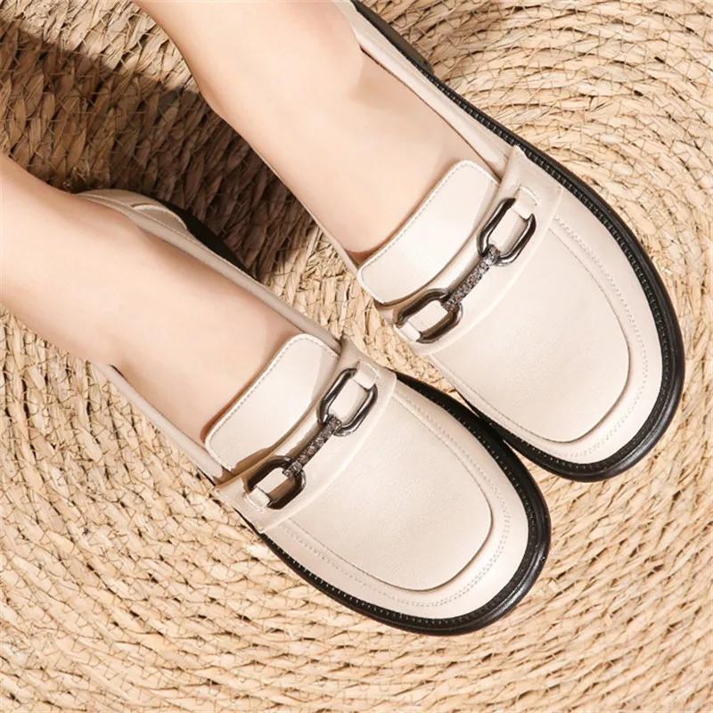 Fashion New Spring and Summer Mother's Shoes Comfortable Flat Shoes for The Elderly Fashionable Soft-soled Leather Women Shoes