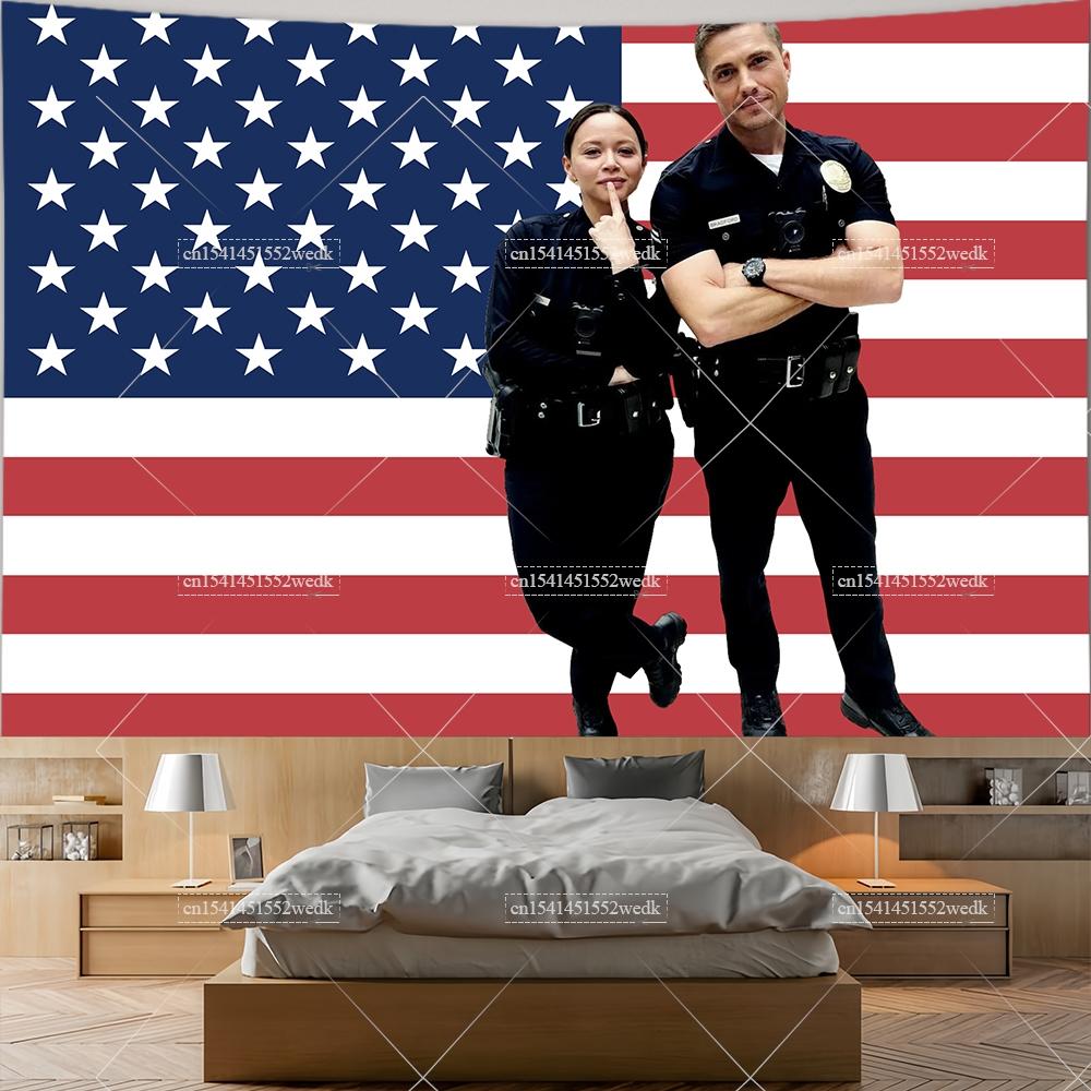 Tim Brad Ford Pink American Flag Lucy Chen The Rookie Tapestry Decor Home Decoration College Dorm Wallpaper Background Cloths