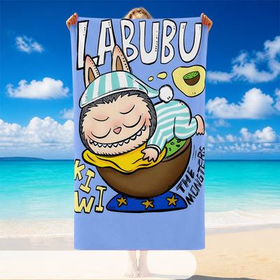 Quick Dry Beach Towel Toy Labubu Pattern, Lightweight Absorbent Towel for Pool Beach Vacation Use