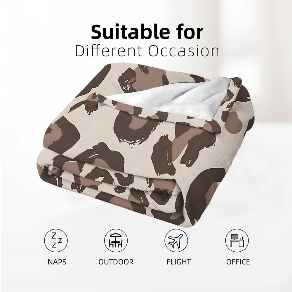 Vintage Brush Stroke Leopard Cartoon Anime Print Flannel Blanket Soft Warm Throw for Kids Bedroom Sofa Christmas Office Car