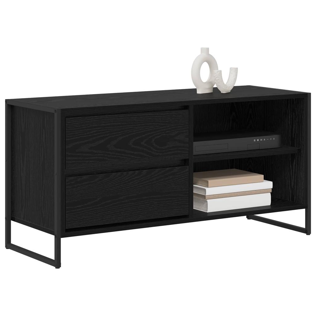 TV Stand in Black Oak Effect 100 x 36 x 49.5 cm