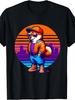 Men's Retro Vaporwave Shiba Inu T-Shirt - Cool Dog with Fashion Glasses & Orange Jacket Graphic, Streetwear Casual Round Neck Tee Suitable for - Wear,