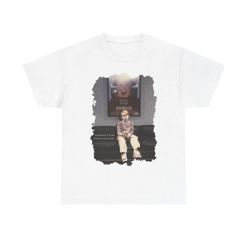 Retro 90s Movie Home Alone Aesthetic Kevin McCallister TShirt Woman Man Christmas High Quality Cotton Graphic T Shirts