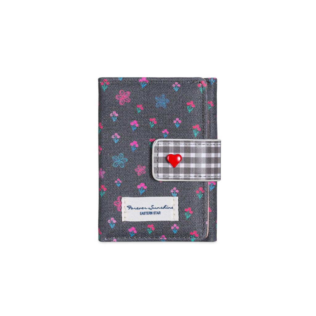 Floral Print Wallet Korean-Style Pu Card Holder Compact Card Holder Simple Stylish Women'S Trifold Wallet For Short Trips Daily