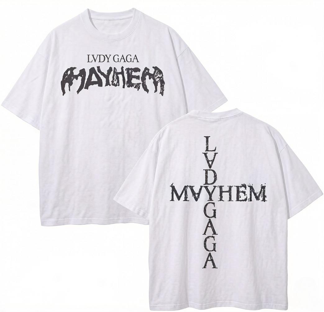

Retro Washed Version of Lady Gagas Chaos Carnival Tour Tshirt Unisplendour Fashion Design Highquality Cotton Tshirt S