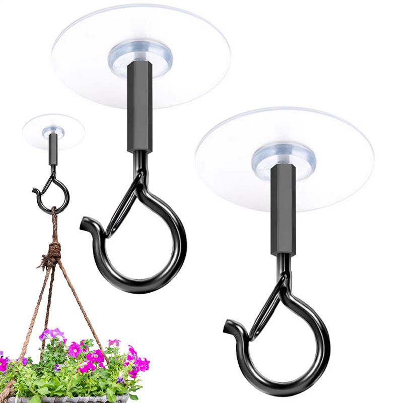 2 Stück Selbstklebende Deckenhaken Schwerlast Winddichte Haken für Außen Garten Pflanzgefäß Blumentopf Hängehalterung