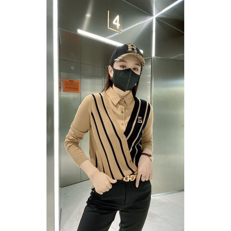 

Повседневный универсальный кардиган с эффектом двухслойности, воротник-рубашка, приталенный силуэт CAMEL L