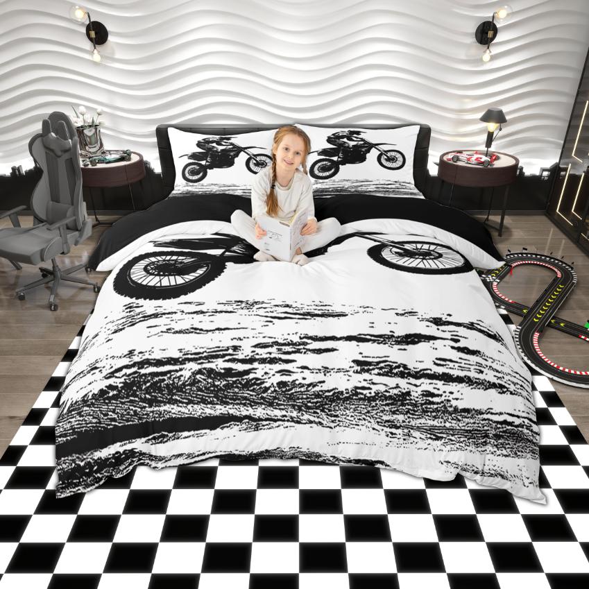 Homewish Boys Extreme Sport Duvet Cover Set Dirt Bike Bedding Set Racing Car Bed Set Room Decor