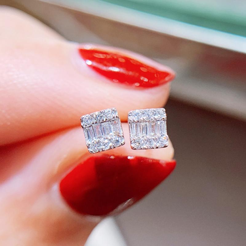 Huitan Delicate Water Drop Shaped Stud Earrings Luxury  Color Crystal CZ Ear Earrings for Women Fashion Versatile Jewelry