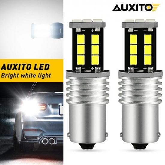 2pcs Canbus Error Free P21W 1156 White LED Bulb Back Up Reverse Light Brake Lamp