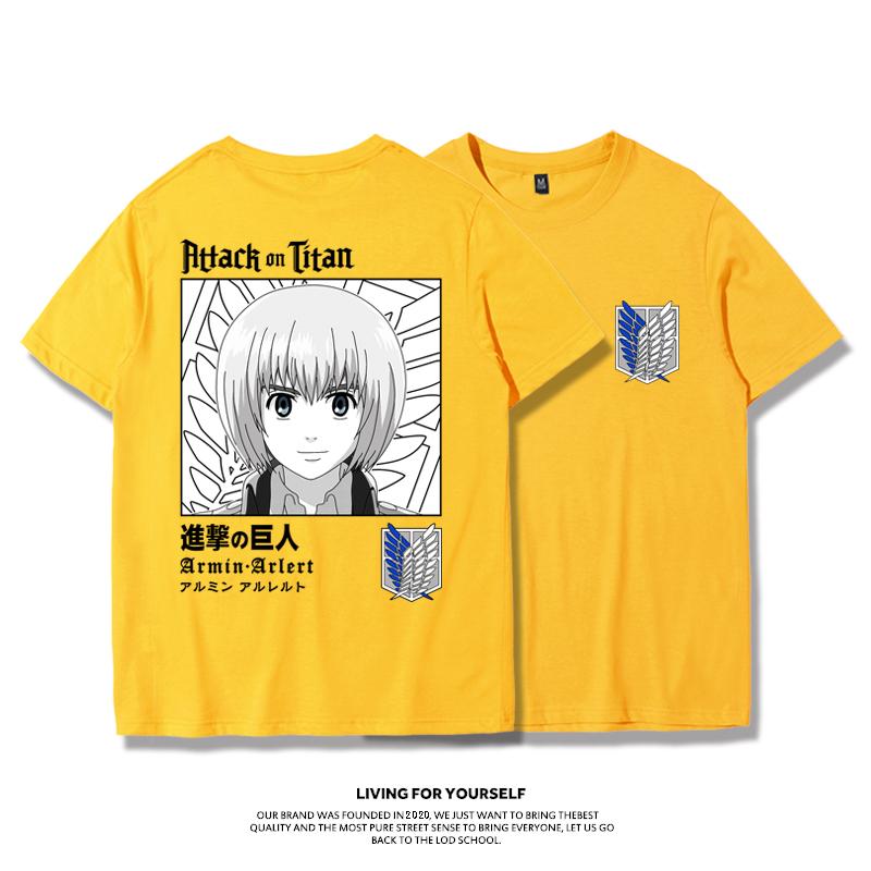 Attack Giant T-shirt Wings of Freedom Alan Mikasa Livel Soldier Anime 100% Cotton Short Sleeve Men's Fashion