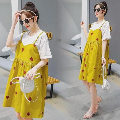 Summer 2023 Loose-Fit Maternity Dresses - Celebrity Style, Medium To Long Length, Belly-Covering Design
