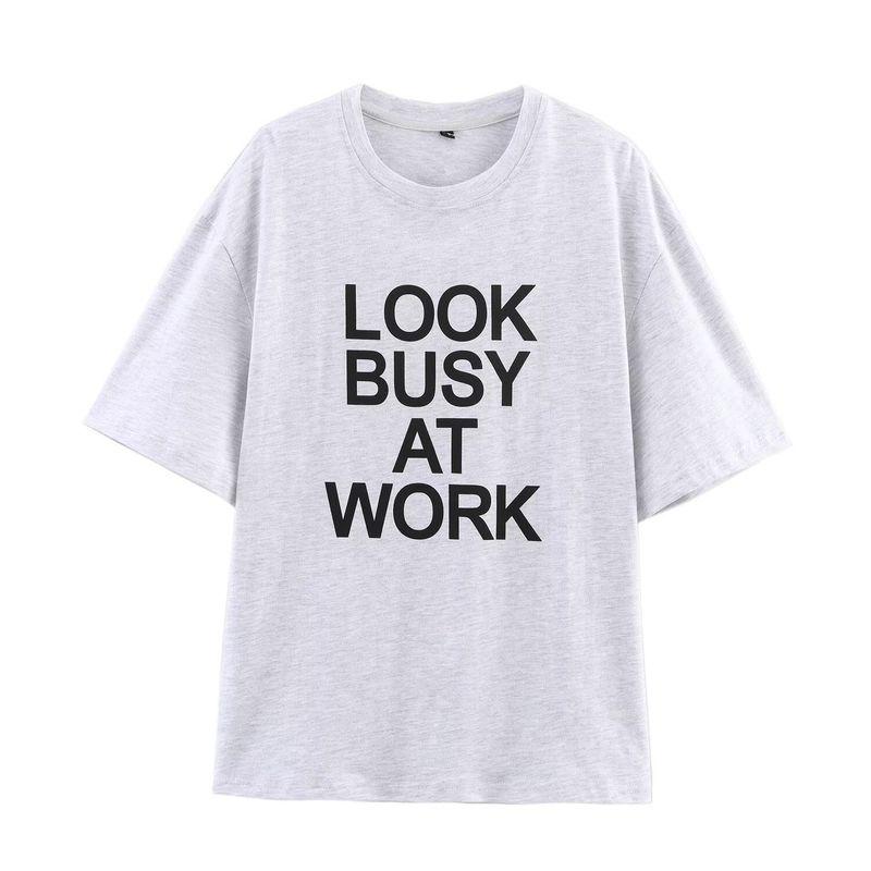 Kaslead New Arrival Women's Fashion Style Stylish Simple and Versatile Printing Loose T-shirt 0264226