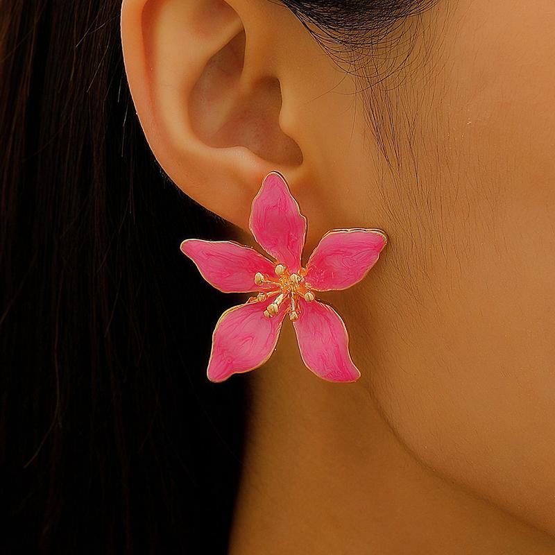 2026 Vintage Drop Glazed Flower Earrings for Women Elegent Sweet Y2K Stud Earrings Exaggerated Jewelry Accessory Gift