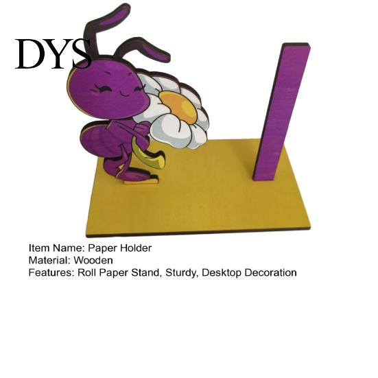 Housewarming Gift for Friend Paper Towel Holder, Cute Cartoon Ant Design, Sturdy Wooden Pastoral Style Tabletop Accessory Vertical Roll Dispenser