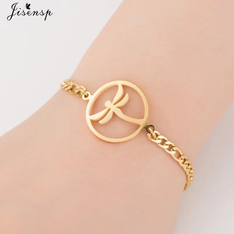 Jisensp Elephant Butterfly Bracelets Bangles Animal Chain Link Bracelet Female Stainless Steel Bracelets for Women Accessories