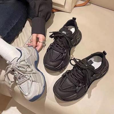 Zhao Ruth gleiche Dad-Schuhe Damen Ins Tide 2024 Sommer Grau Vielseitige Sportschuhe Plateausohle Schmutzabweisende Damenschuhe