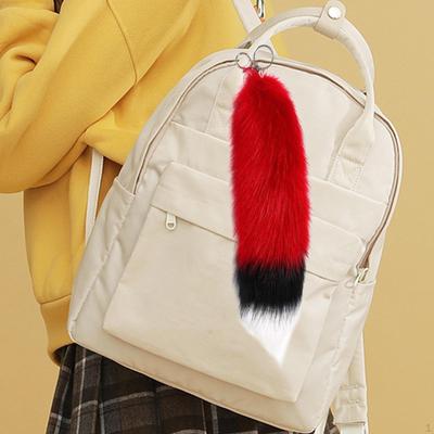 Plush Tail Keychain Bag Pendant Faux Fur Ornament Key Holder Car Chain Metal Keyring for Wallet