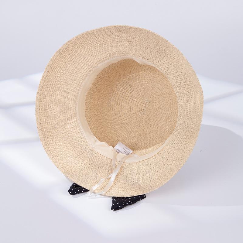 New Style Women's Summer Polka Dot Bow Basin Hat Basin Hat Large Brim Sun Protection Fisherman Hat Vacation Bucket Hat