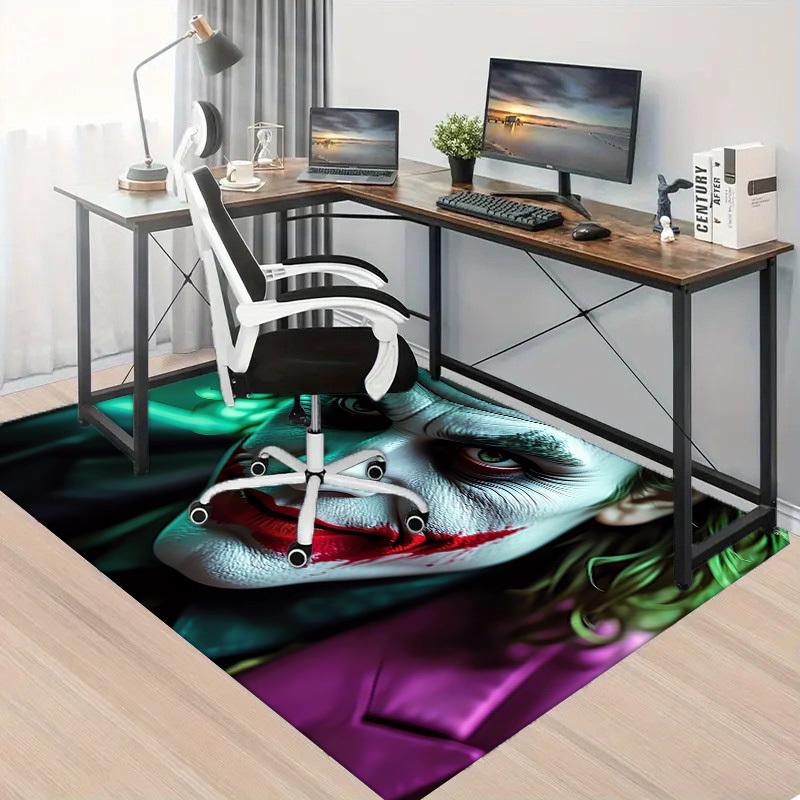 1pc Office Carpet Chair Mats Joker Clown Makeup Artwork Perfect for Office Chairs, Living Rooms, Or Bedrooms,Polyester Carpet.HDT251
