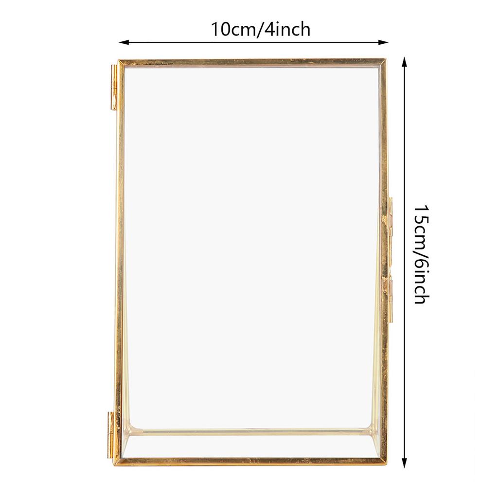 Brass Retro Glass Desktop Photo Frame Vertical Standing Copper Strip Metal Photo Frame Bracket for Table Shelf Counter Decor