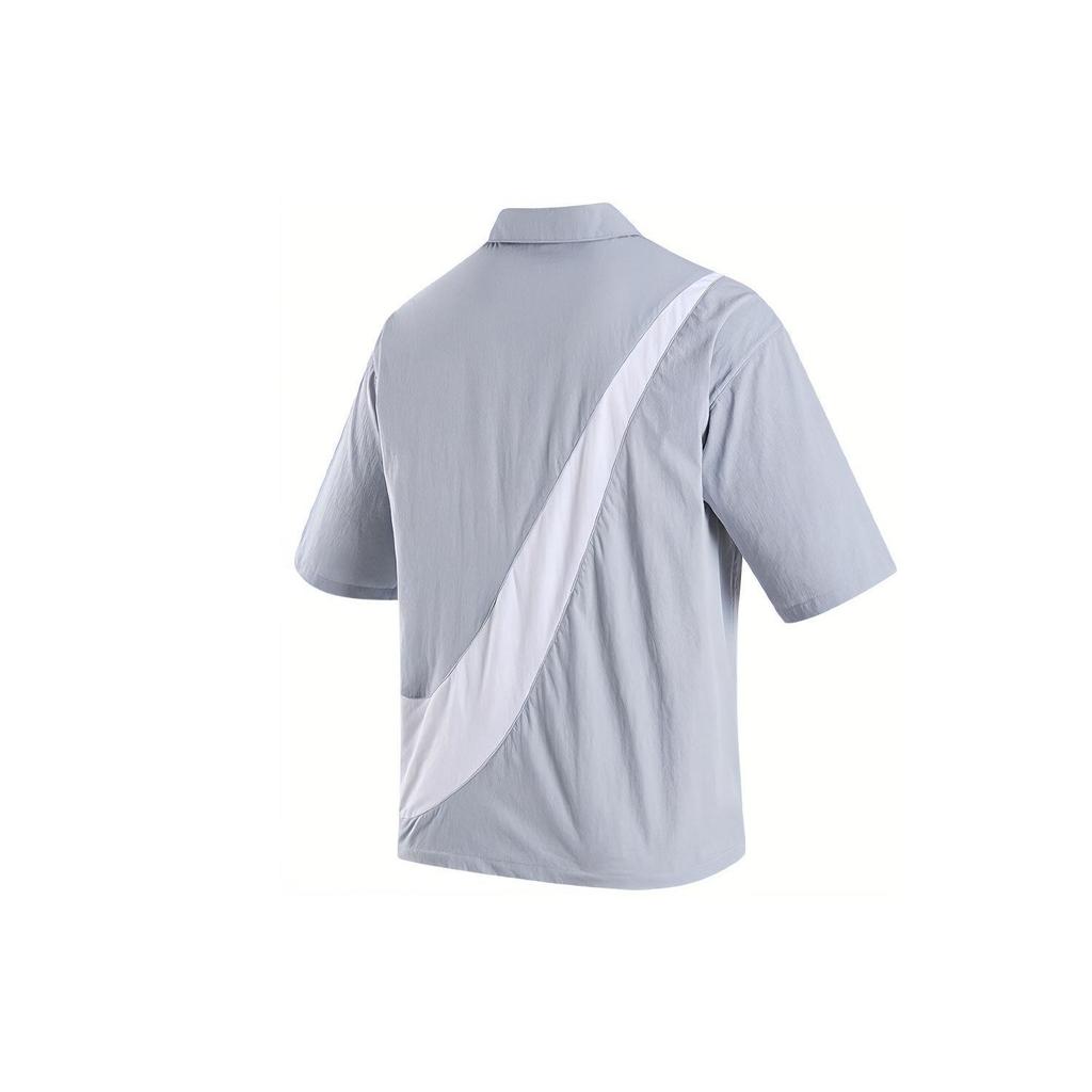 Nike Oversized Large Logo Button-Down Short Sleeve Shirt Men Tops Wolf-Grey FN3250-012