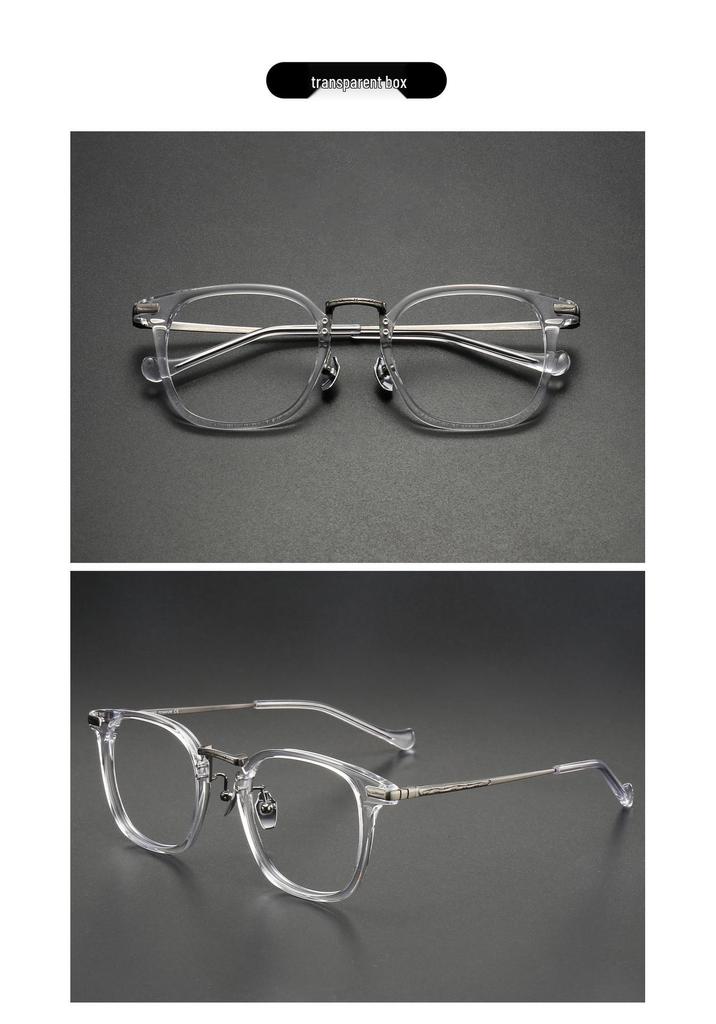 Ultra-Light Retro Black Myopia Glasses with Large Square Wood-Based Frame