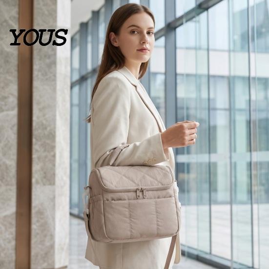 Fashionable Commuter Lunch Pouch Quilted Double Layer Insulated Bag, Lightweight Leakproof Thermal Box, Bag for Soup Storage Portable Large
