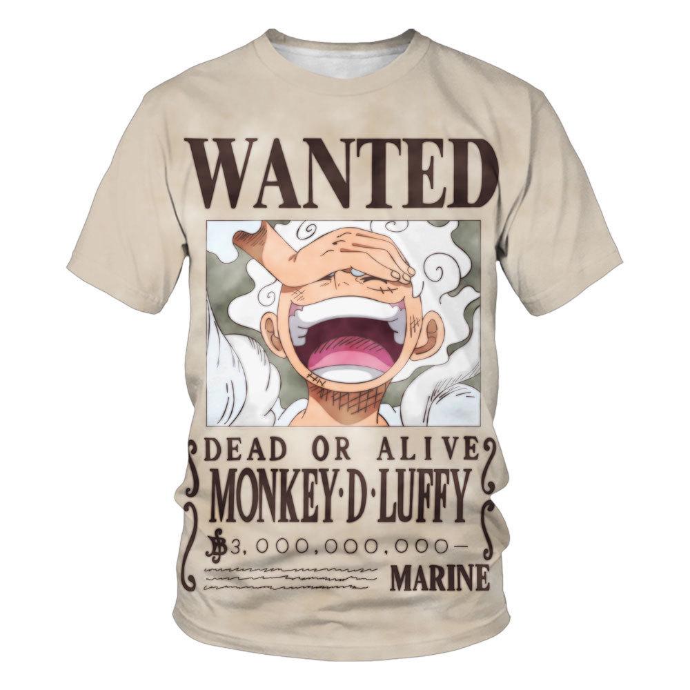 3D Printed Anime Luffy Short Sleeve T-shirt for Boys
