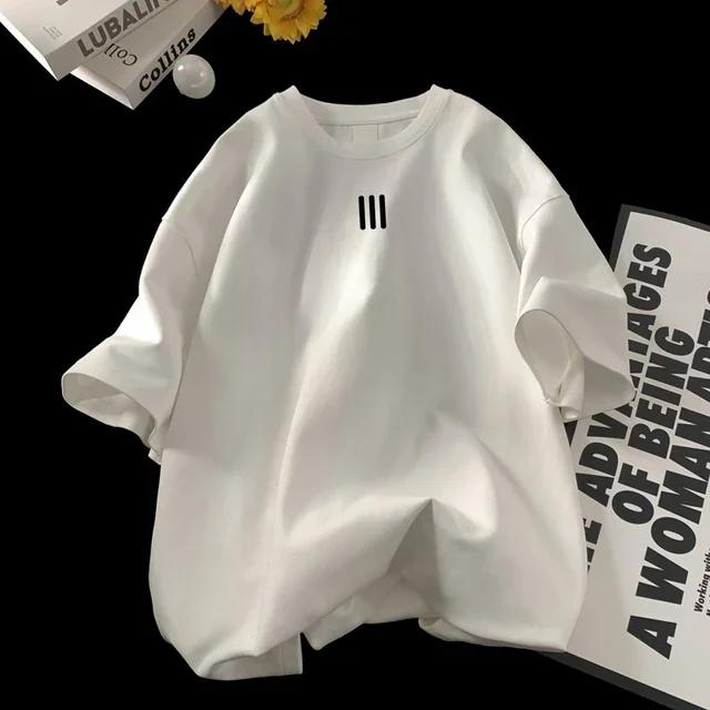 Herren Oversized T-Shirts Herren Baumwoll T-Shirt Weiß 3XL Lässige Sommerbekleidung Mode Print T-Shirts für Herren Neue Kleidung2024 Neu