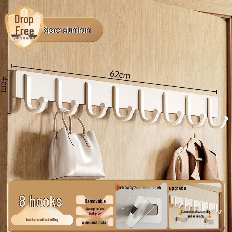 Milky White No-Drill Adhesive Over-the-Door Towel & Clothes Hook