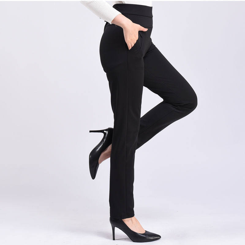 Women Autumn Winter Fleece Thick Middle-Aged Elderly Ladies Casual Trousers Mother High Waist Straight Pants Female