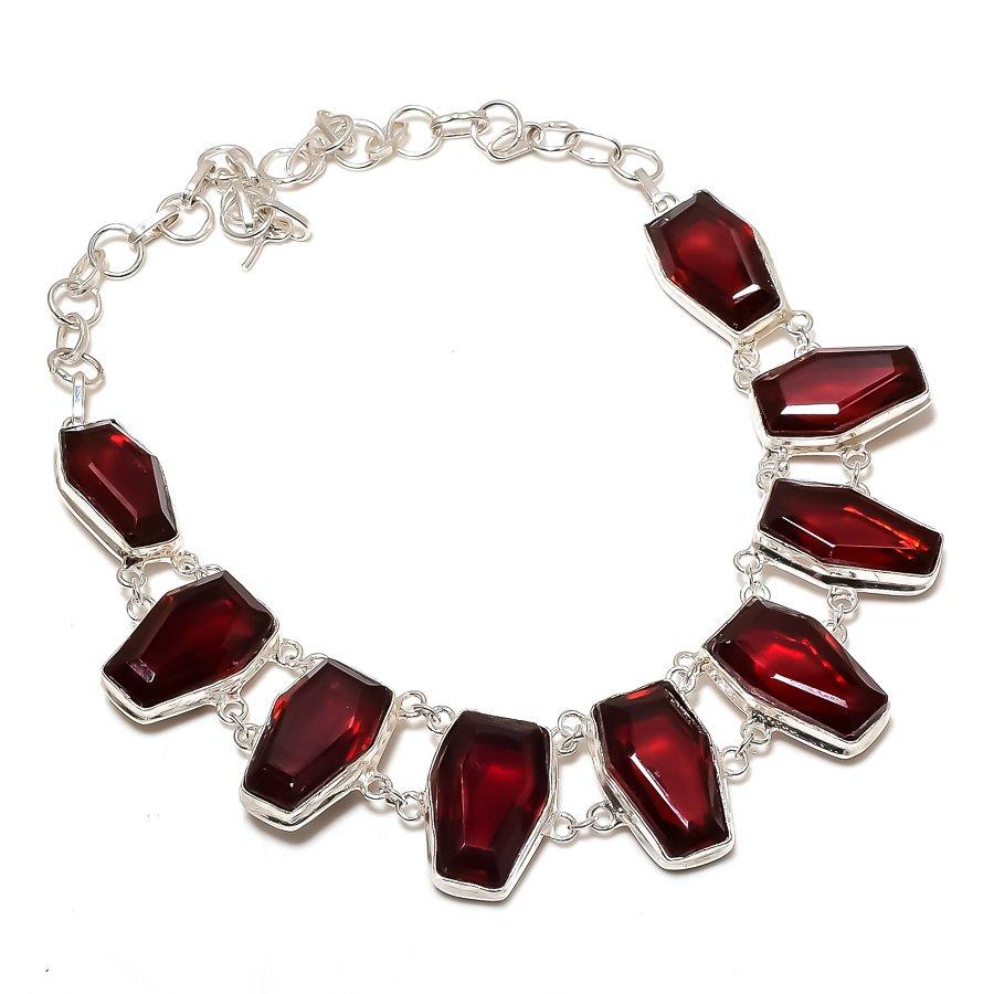Garnet Gemstone Handmade 925 Sterling Silver Jewelry Necklace 18" K3s52