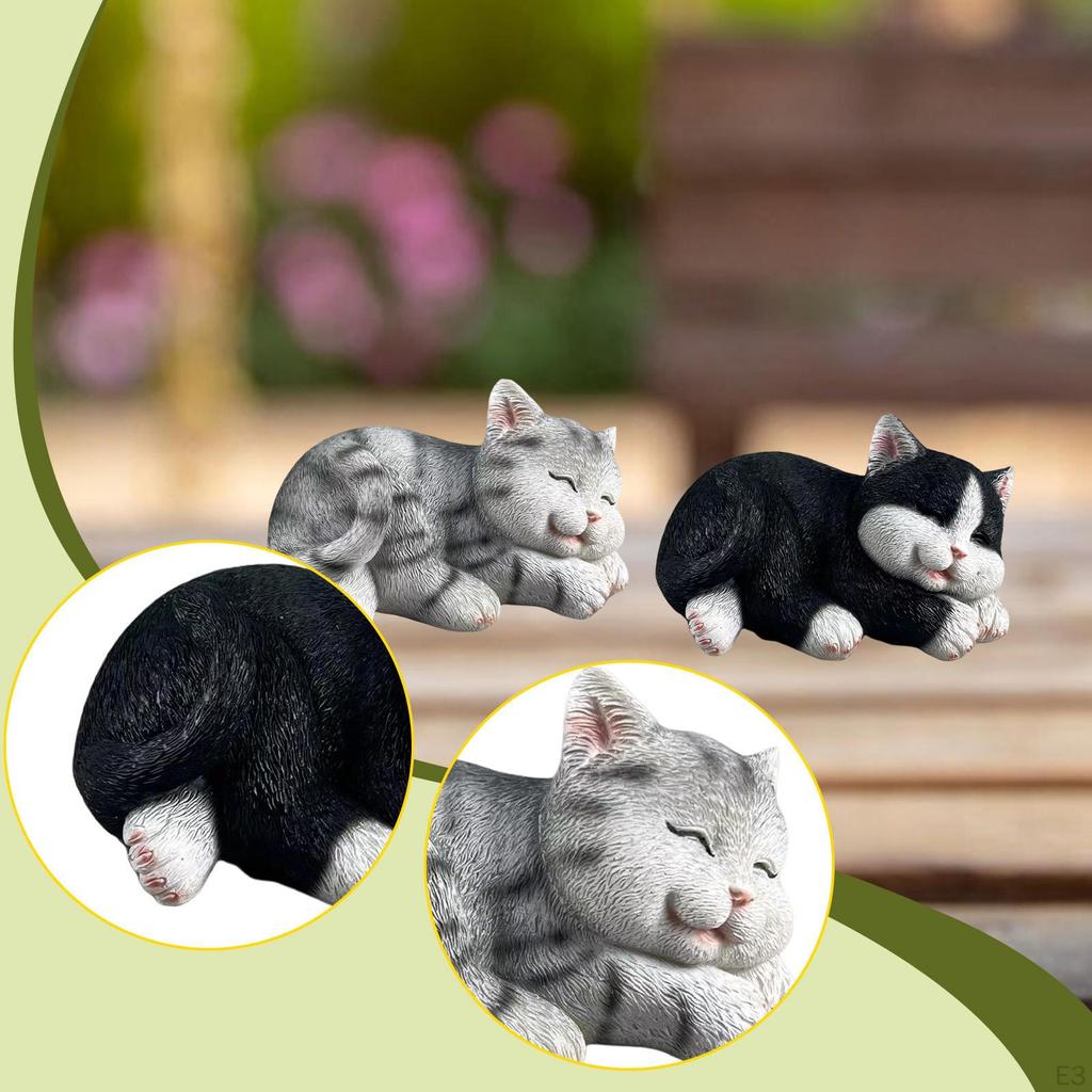 Katzenfigur Tier Skulptur Niedlich Kreativ Hofkunst Dekor Tischplatte Ornament für Terrassentisch Balkon