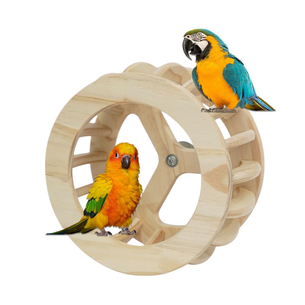 Parrot Perch Wooden Intelligence Enrichment Exercise Wheel Cockatiel Toys For Parakeet Cockatiel Conure Canary Lovebird African