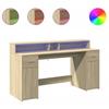 VidaXL Desk with LED Lights Sonoma Oak Engineered Wood, Work Desk, Study Desk, Home Office Desk, Desk 3309431