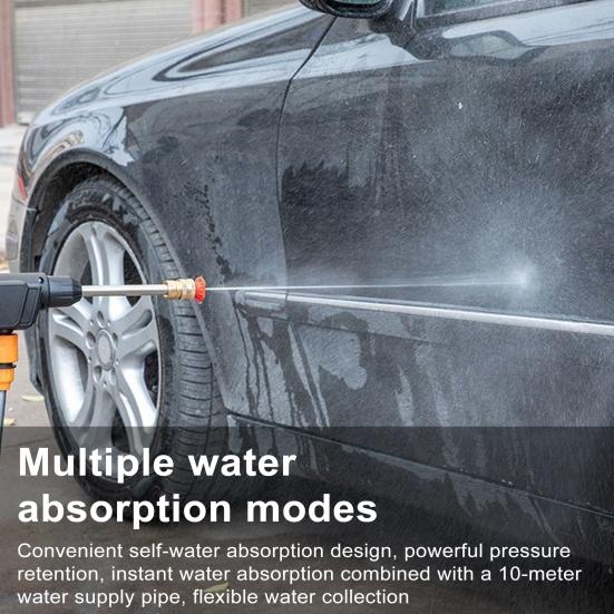 Portable Cordless Pressure Washer 21V Electric Power Cleaner for Car Garden Patio Adjustable Nozzle Self-Priming Hose Lightweight Outdoor Cleaning