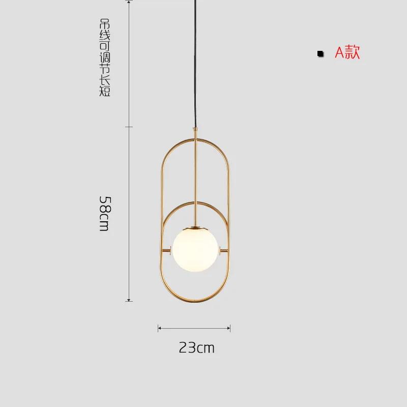Modern Bar E27 Led Pendant Lights Cafe Gold Metal Glass Globe Led Hanging Lamp Bedside Hanging Light Droplight Fixtures Lamp