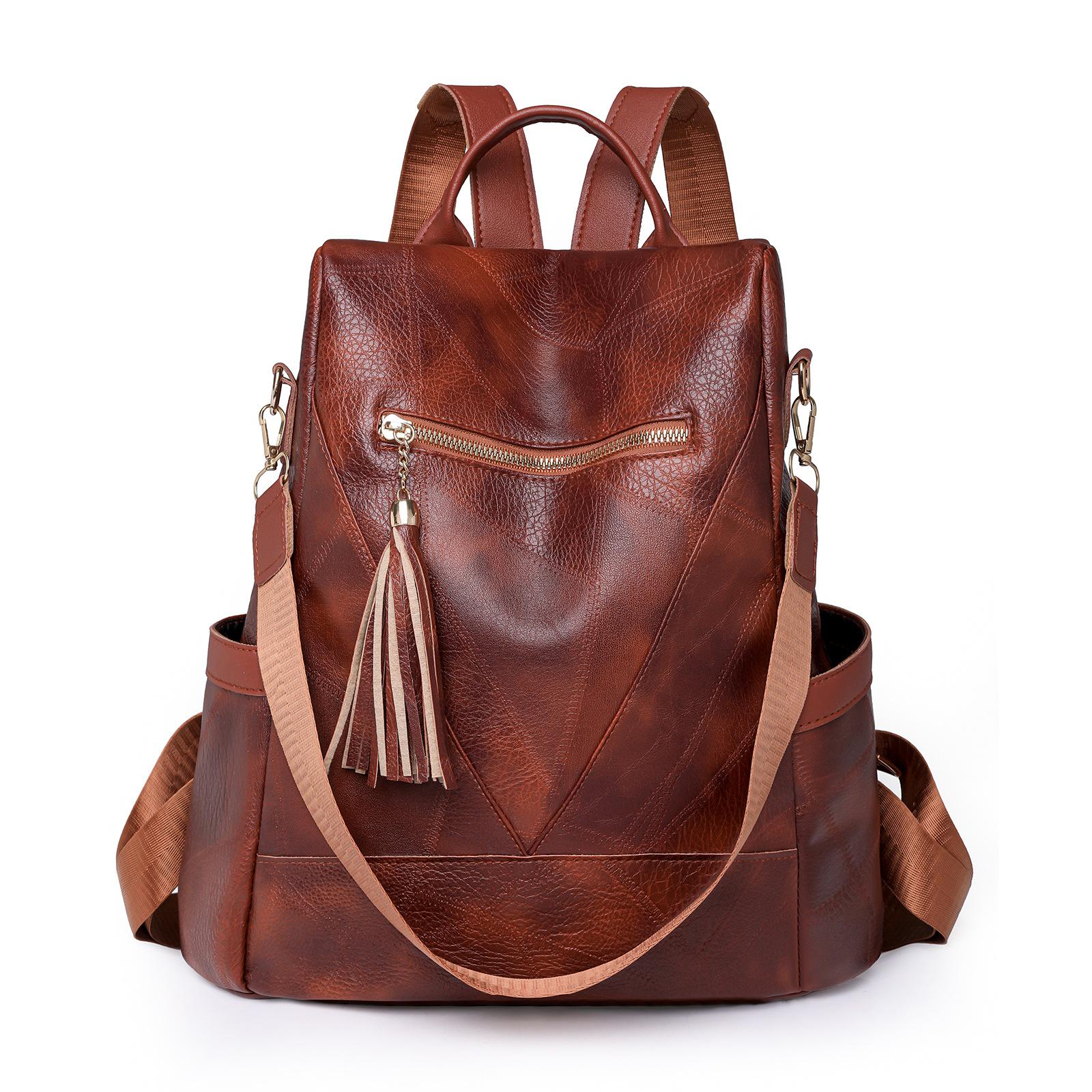 

Жіночий рюкзак великої місткості з м якої шкіри PU коричневий