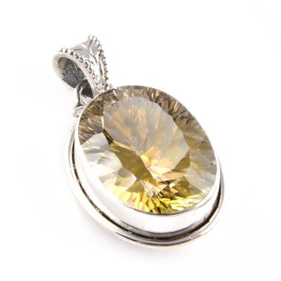 Natural Yellow Mystic Topaz Gemstone 925 Solid Sterling Silver Pendant 1.3" J6E76