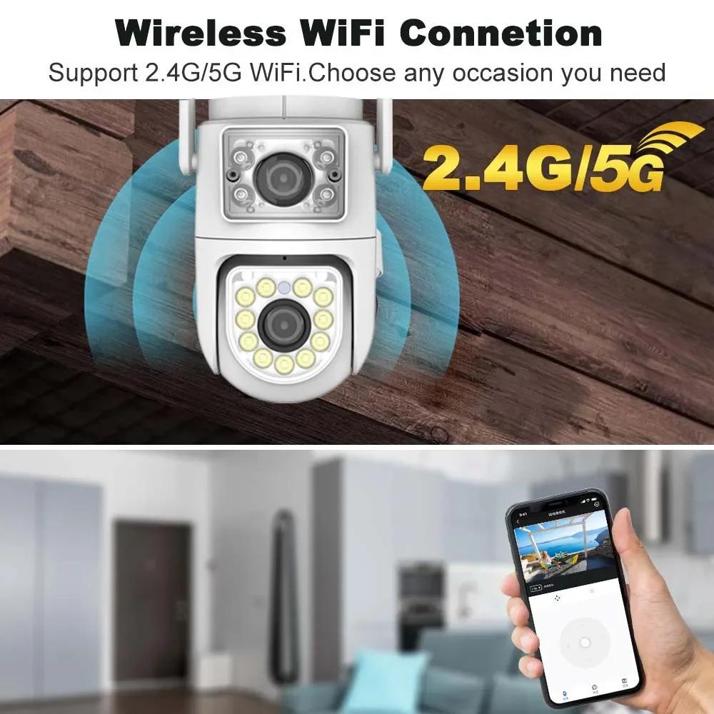 4K 8MP Tuya IP Outdoor Dual Lens 2.4G/5G WiFi Surveillance Security Protection CCTV Video Camera Alexa Google Home
