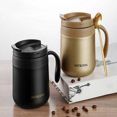 500ML Insulated Travel Mug with Lid Handle Portable Reusable Thermal Mug for Hot/Cold Drinks Stainless Steel Coffee Cup