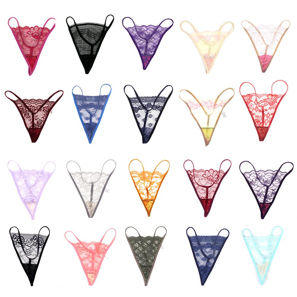 New Sexy Lace Low-Rise Lingerie Women's Mini Low Waist Briefs Thong Underwear G-string Underpants T-back Lot Bulk Random Color
