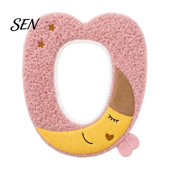 Universal Fit Toilet Seat Covers Plush Cartoon Mat, Soft Thickened Washable Bathroom Pad Winter with Handle, Warm Skin-Friendly Adhesive Cushion