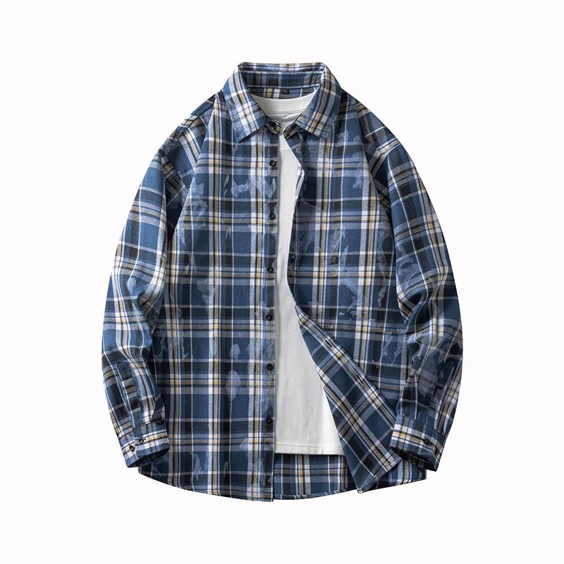 

Рубашки с длинными рукавами в клетку с принтом тай-дай для мужчин и женщин, новые модные повседневные куртки в гонконгском стиле, молодежные топы 2XL