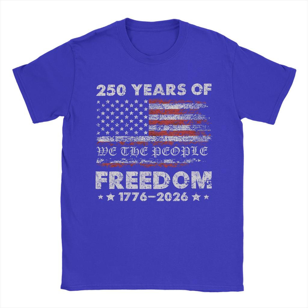 250 Years American Flag Anniversary USA 250th Birthda Cotton T Shirt For Unisex Summer Round Neck Tees Oversized Clothes
