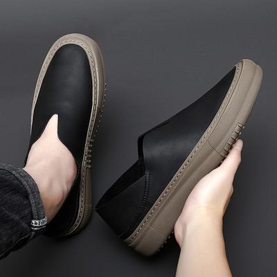 Fashion Genuine Leather Men's Shoes Fashion Slip On Rubber Outdoor Sneakers Mocassins Handmade Male Loafers Soft Casual Leather Shoes