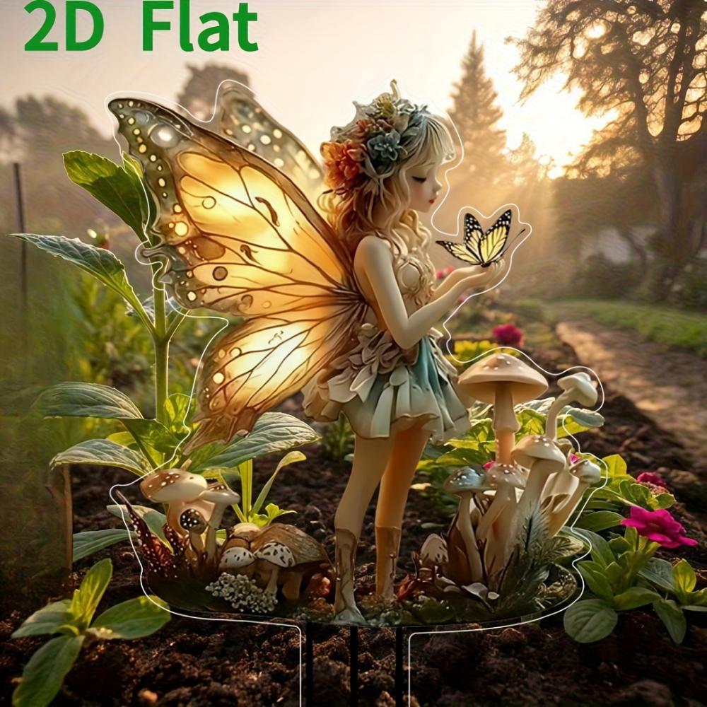 Pavilion of the Pavilion Yuli Elf Fairy, 2D Flat Acrylic, Decoration, Suitable for Garden, Potted Plants, Terrace, Outdoor, Christmas, Halloween